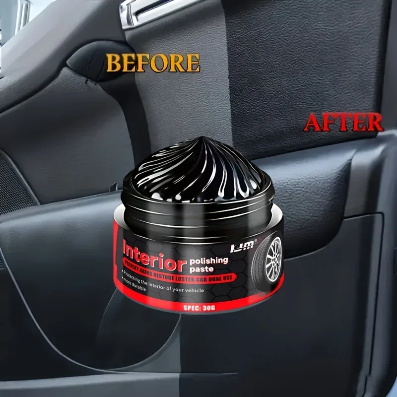 معجون ترميم السيارة الداخلي 30 جرام - يصلح البلاستيك الأسود على المقاعد والأبواب ولوحة القيادة والإطارات وعجلة القيادة واللمعان الأصلي