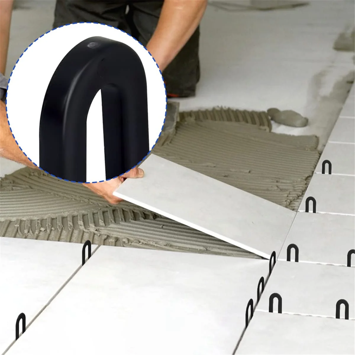 Tile Leveling System Tile Spacer 1/4 Inch, Horseshoe Spacer U Shape Plastic Tile Leveling Clip, 300PCS