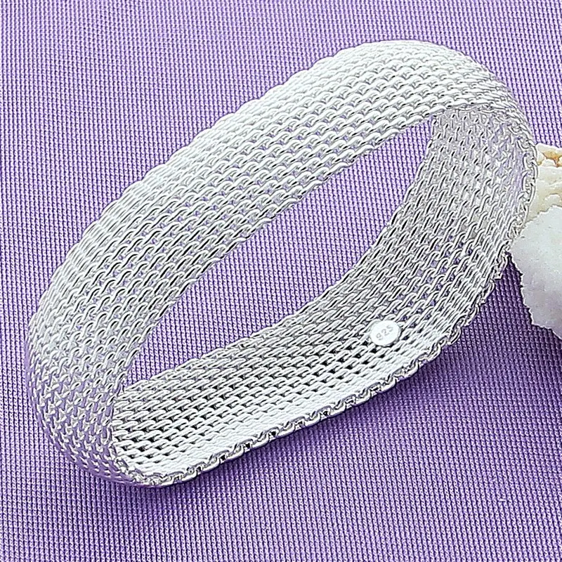 

Fashion Jewelry Braided Smooth Cuff Bracelet for Women Wedding Engagement Gift - 925 Sterling Silver Bangles