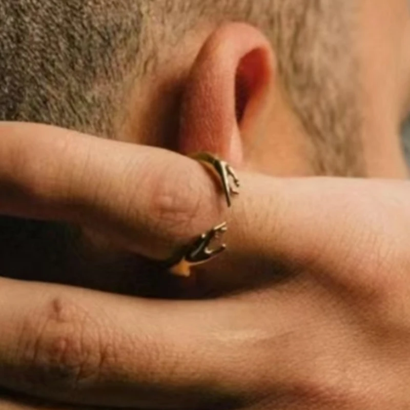 High End PVD Gold Color Hand Gesture Shaped Ring for Women Stainless Steel Ring Gold Plated Jewelry