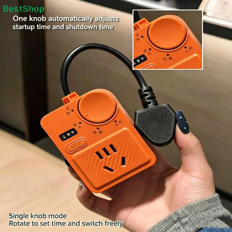 〔Q〕Orange Adjustable Voltage Regulator Power Socket With Control Knob Overload Protection For Home Office Dorm Use