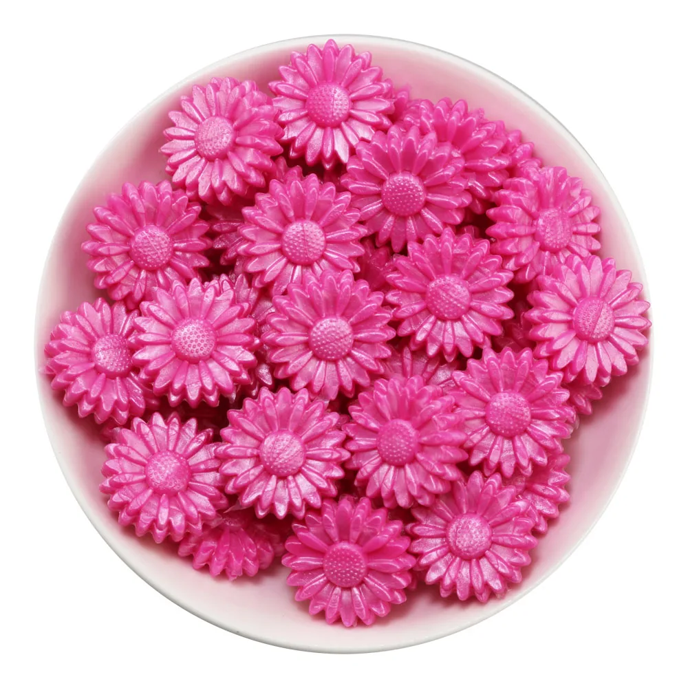 10Pcs Newest Pearl Turquoise Pink Daisy Focal Silicone Beads Teething Ball For Pen Making Necklaces Bracelet Jewelry