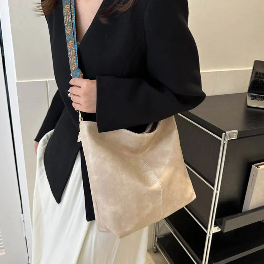 Damen Vintage PU-Leder Schultertasche Große Kapazität Hobo-Tasche Lässige Umhängetasche Tägliche Pendler-Einkaufstasche in Unifarbe – Detail 7