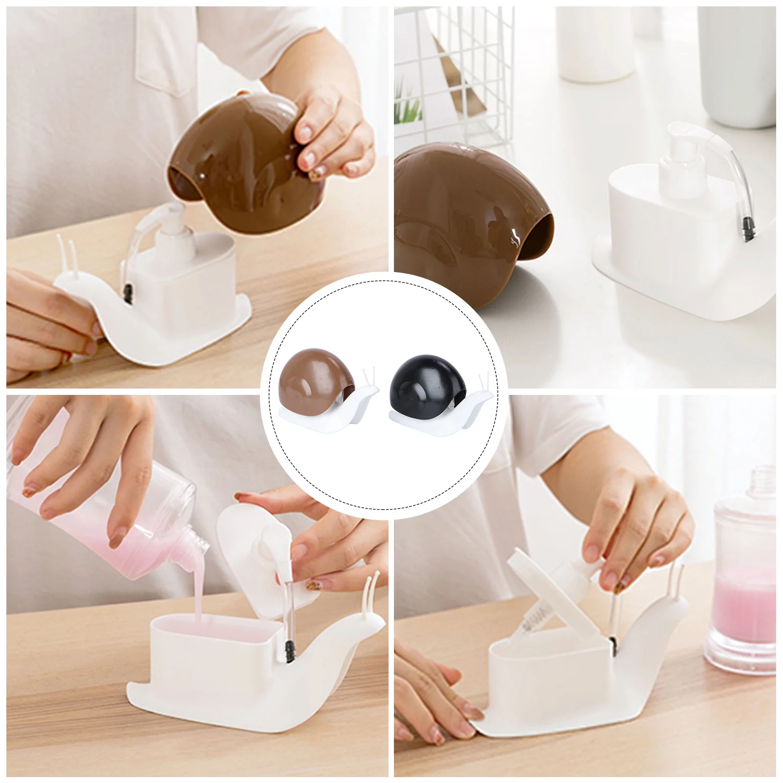 

2pcs Snail Shaped Lotion Bottle Empty Shampoo Container Portable Toiletries Dispenser Cartoon Design For Home Bath Use