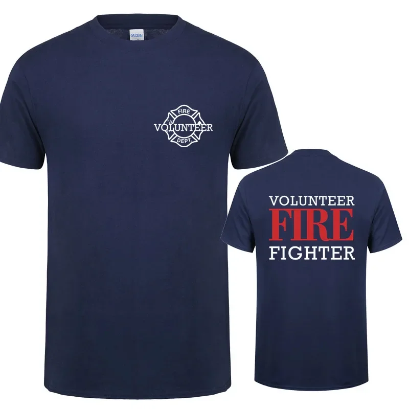 Firefighter Volunteer T Shirt Mans  Fire Rescue Cool Fashion Short Sleeve Men Fireman Tee polyester sports, casual Eur size