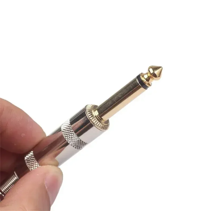 Thickened metal shell with spring protection 6.35mm guitar cable audio cable DIY welding plug