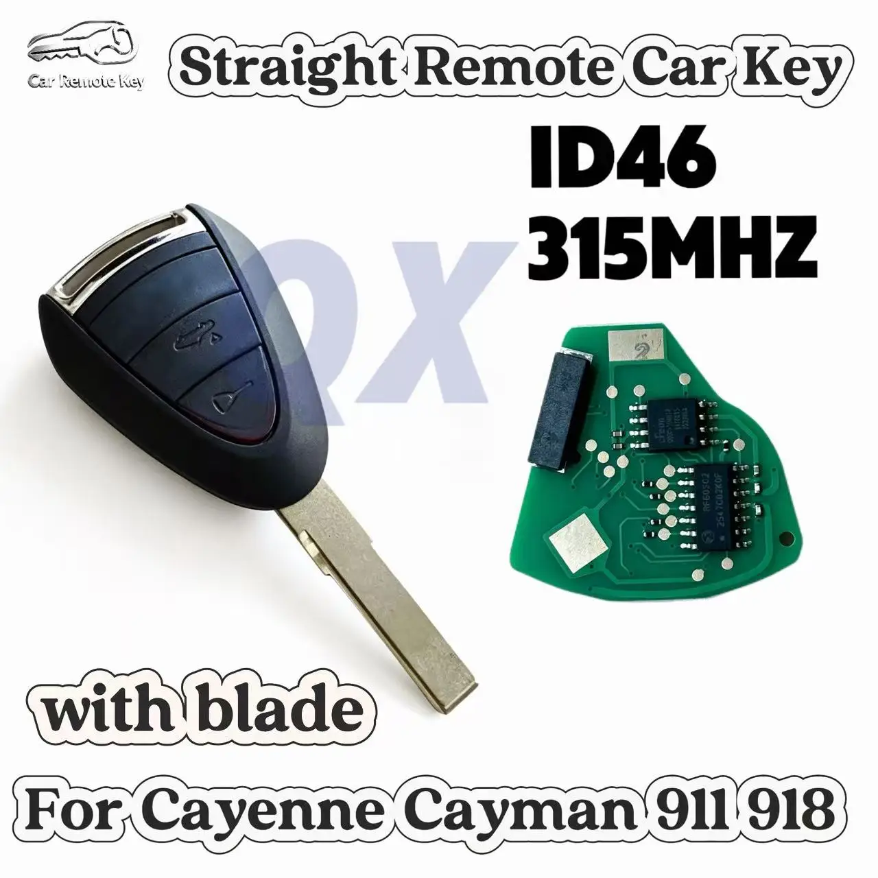 Straight Remote Car Key compatible For Porsche Cayenne, Cayman, 911/918，with ID46 434MHz