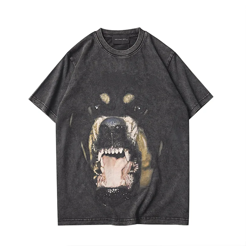 

2026 Distress Style Short Sleeve T Shirt Dog Digital Printing Men Clothing Summer Streetwear O Neck Loose Casual Tee Shirt Homme