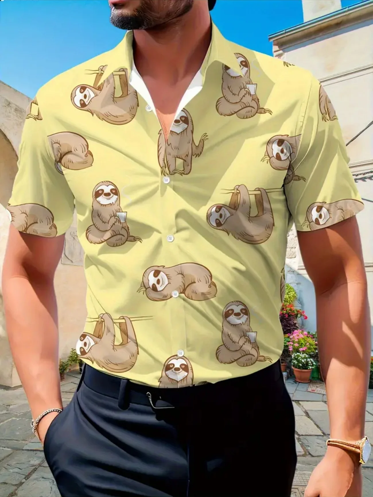 Hawaiian 3D Print Lapel Shirt Men Womens Button Down Short Sleeve Casual Beach Shirt Oversized Clothing