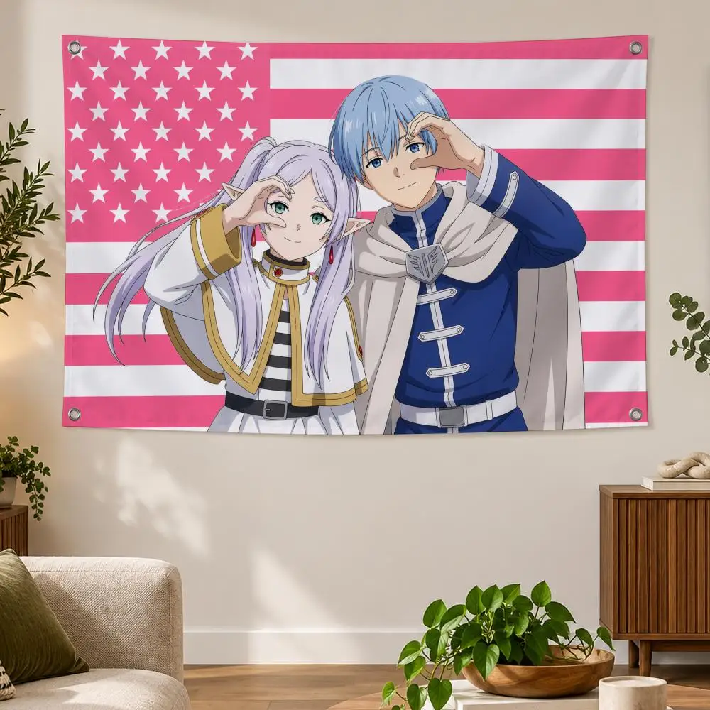 Anime Frieren Fantasy Adventure F-Frieren X Himmel Flags Banner Decor for Bedroom,Garden,Party,Club,Gaming Room,Indoor Outdoor