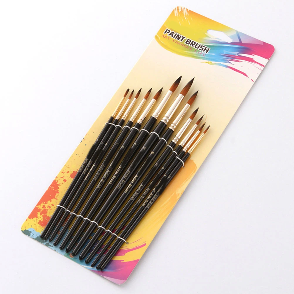 

12 Pcs Two-color Nylon Hair Brush Watercolor Paint Brushes Oil Gouache Professional Paintbrush Student Painting Accessories
