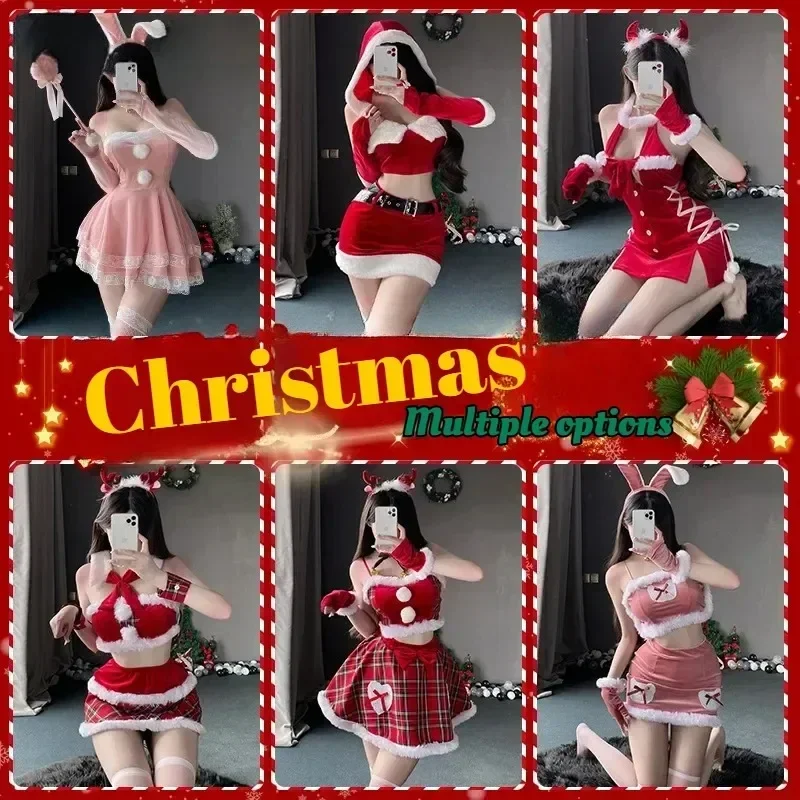 Christmas Sexy Lingerie Dress Sweet Bunny Girl Costume Rabbit Woman Set Cosplay Costume Role Play Uniform Stage Performance Set