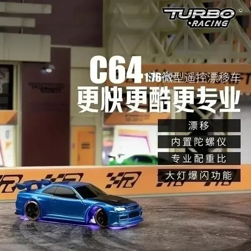 1:76 Mini Rc Turbo Racing Zdalnie sterowany samochód driftowy C61 C62 C63 C64 Mała skala Tylny napęd Jdm Zabawka Prezent urodzinowy dla dzieci