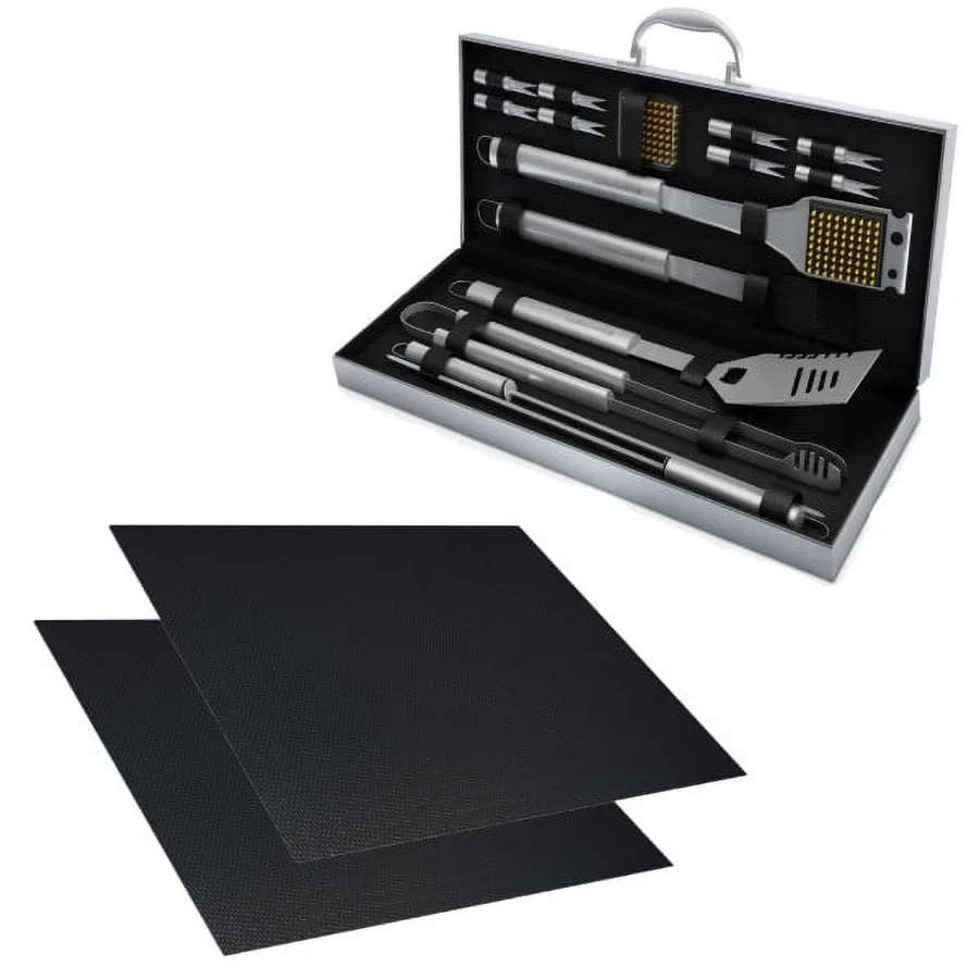 

Complete 18-Piece Grill Accessory Set for Ultimate BBQ Mastery Includes Essential Tools for Grilling Smoking and Perfecting You
