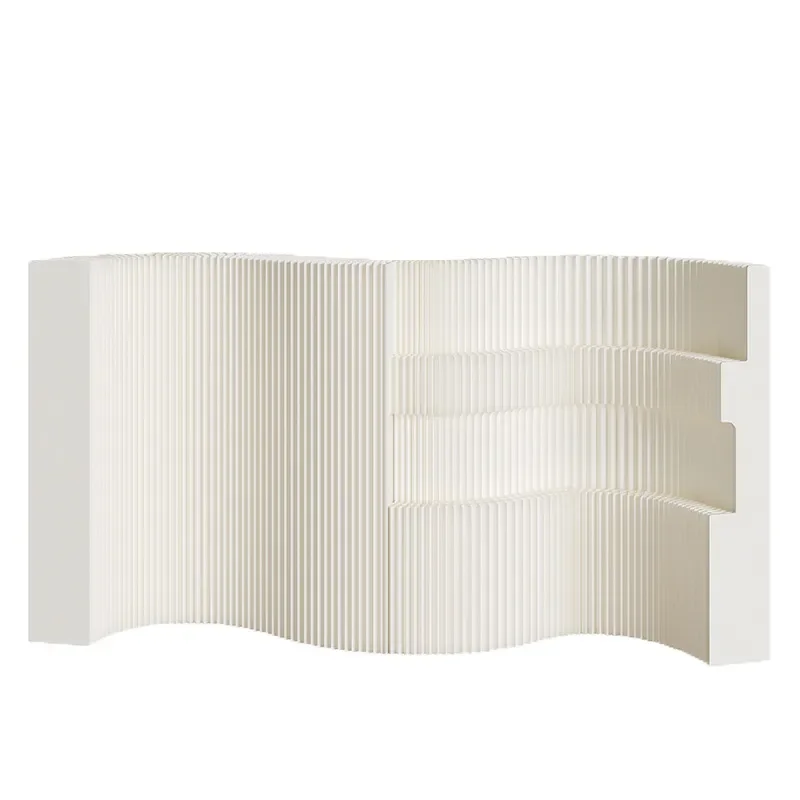 Foldable Paper Art Screen Partition with Ladder Storage for Exhibition Hall Entrance Display Wall Background Decor
