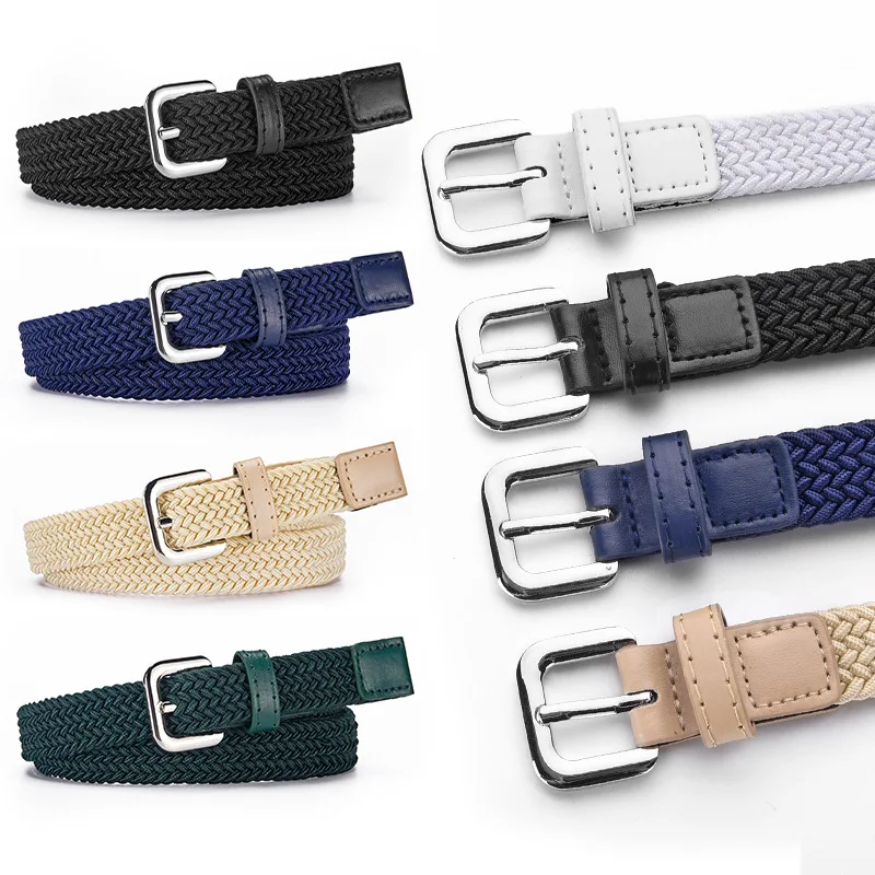 80CM X2CM New Products Girls Boys Canvas Belt Student Decorative Pants Leisure Elastic Knitted Buckle Wholesale Stretch Trouser