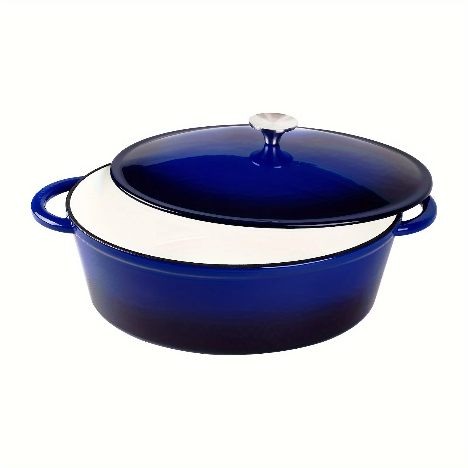 

1pc Versatile 7qt Oval Dutch Oven - Enameled Cast Iron, Multi-Purpose Cookware for All Heat Sources, Ideal for Seafood & Stews K