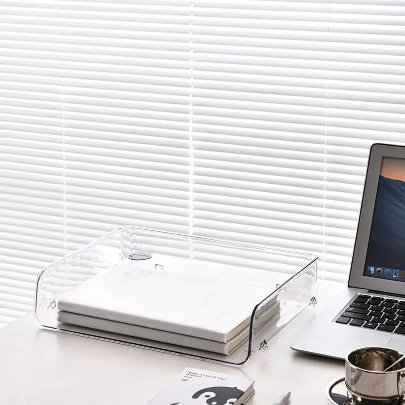 2pcs Office Organization and Storage, Clear PET Letter Tray Desk Organizer, Stackable Document Organizer for Notes, Pens, Desk