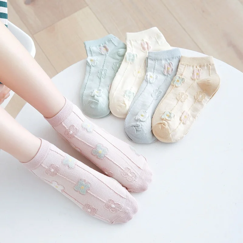 Spring New Japanese Style Low Tube Socks Cotton Socks for Women Macaron Color Preppy Look Girls Ankle Socks