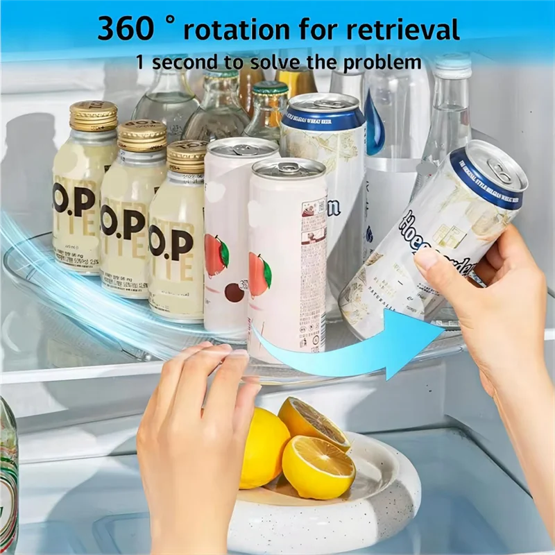 

N08R 2 PCS Square Organizer For Refrigerator Turntable Organizer For Refrigerator Countertop Condiment Storage Rack