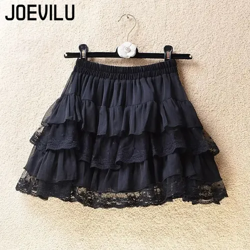 Falda tutú de encaje gótico para mujer, minifaldas elásticas sexis de encaje de tul, ropa de bailarina para fiesta y Club, pantalones negros, ropa de calle Y2k