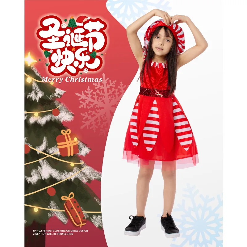 Christmas Elf Cosplay Costumes Kids Xmas Party Outfits Children Santa Claus COS School Party Stage Performance Dress Boys Girls