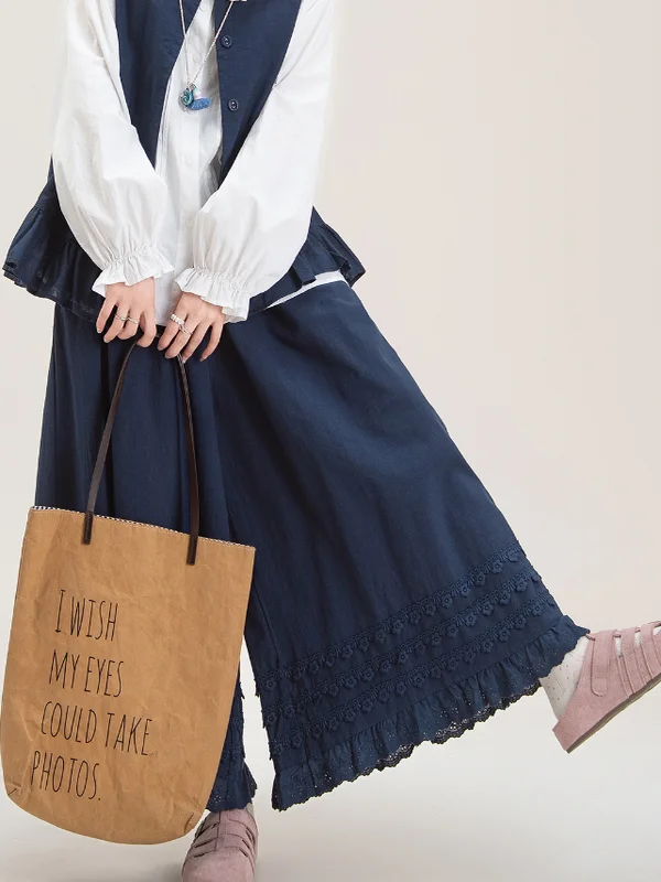 

Ele Высокая талия, вышитые кружевные ажурные широкие брюки, хлопковые и льняные повседневные брюки для женщин, прямой крой, осенняя мода