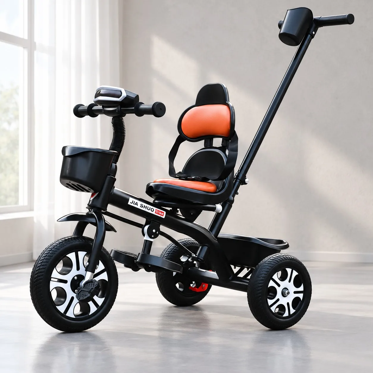 Black Foam w Belt Kids Tricycle Toddler Bike Large Lightweight Children Foot Pedal Baby Ride On Toy