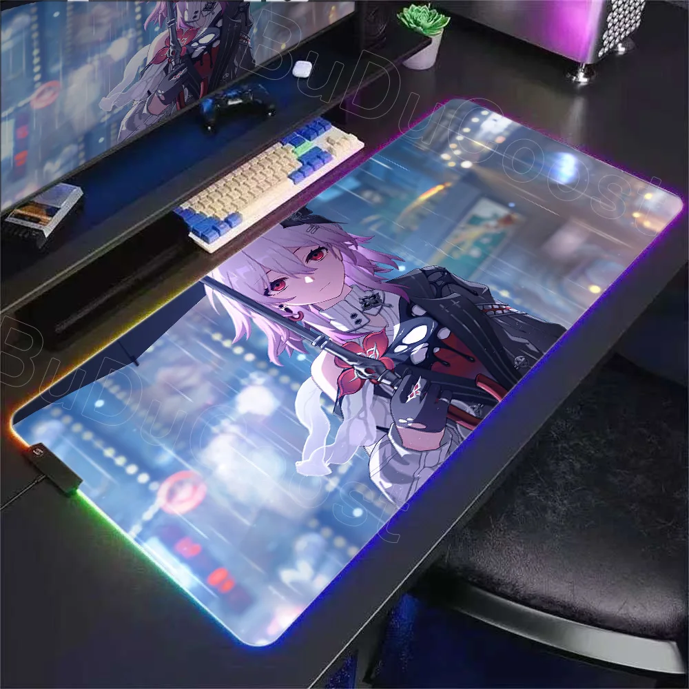 

RGB Desk Mat Honkai Star Rail Pretty Girl Evernight Mousepad HD Printing Kawaii Castorice Mouse Pad PC Laptop Keyboard Mouse Mat