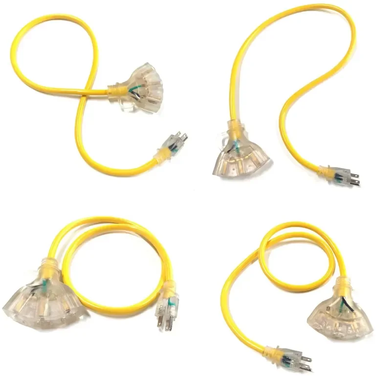 50FT 100FT SJTW Durable Heavy Extension Cable NEMA 5-15P to Triple 5-15R Power Cord