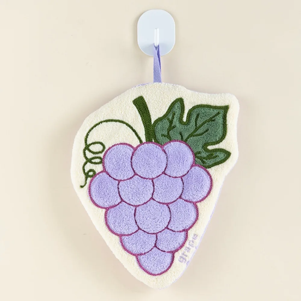 New Cartoon Fruit Hand Towel Hanging Coral Fleece Bathroom Kerchief Absorbent Thickened Kitchen Rags