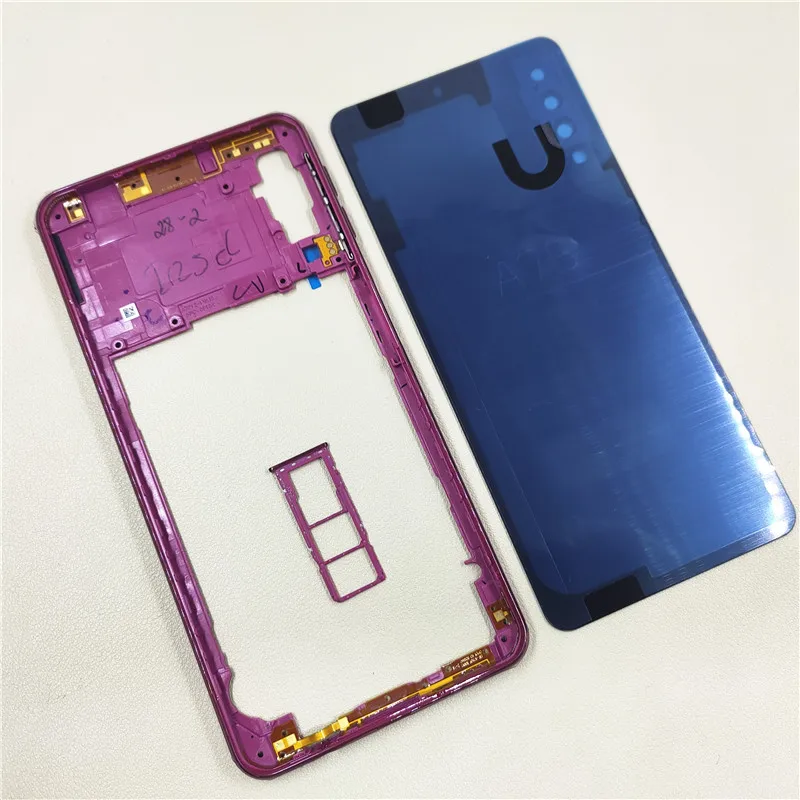 Battery Back Cover Rear Door for Samsung Galaxy A750 A7 2018 SM-A750F Full Housing Case Middle Frame+With Camera Lens Replace