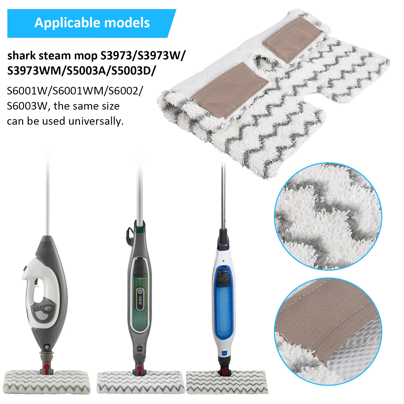 Almohadillas de repuesto para mopa a vapor, lavables y reutilizables, de microfibra, compatibles con Shark 3973, 2 uds.