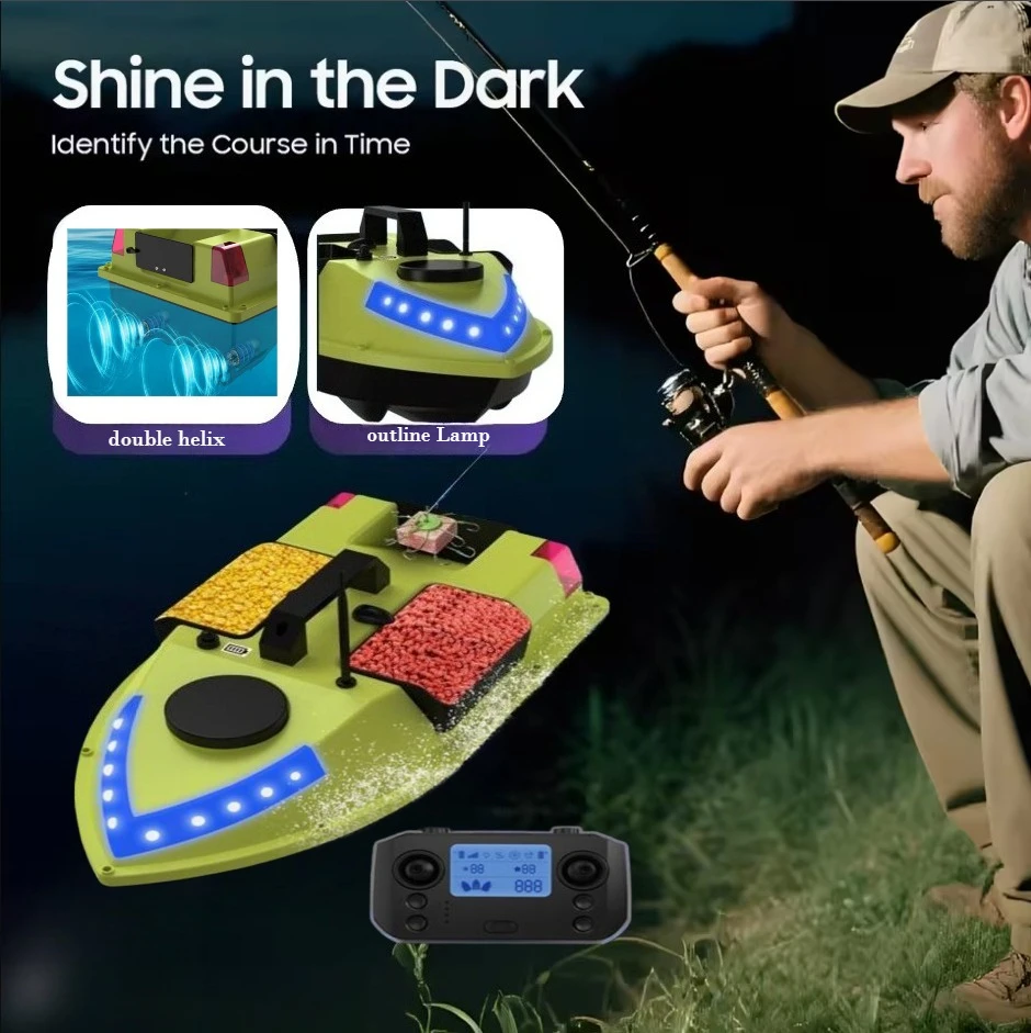 

with 3 Bait Containers - 12000mAh/5200mAh D20 GPS 600M Wireless Remote Control RC Bait Boat