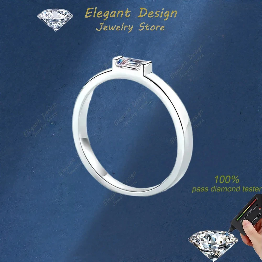 

Elegant Store Emerald Cut 3*5 Moissanite 0.5CT Rings, 18K White Gold Women and Men Wedding Band for Boy and Girl Gift Unisex