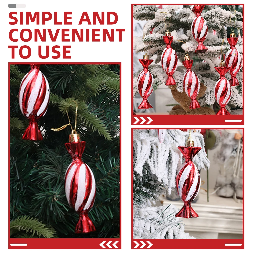 

6Pcs Christmas Candy Ornaments Hanging Xmas Tree Decorations Party Photo Props Holiday Candy Pendants Festive Decor