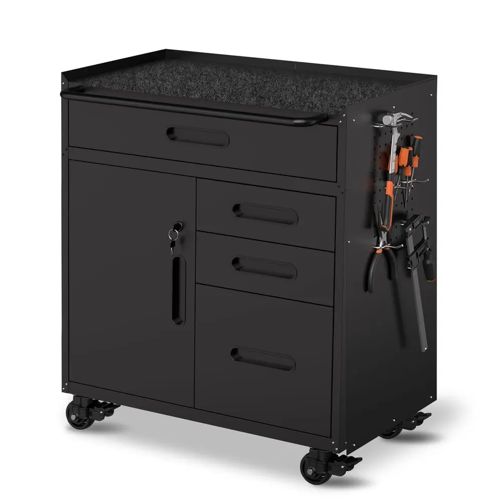Mobile Tool Storage Cabinet with 4 Drawer and 1 Locking Door