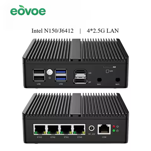 EOVOE Mini PC Soft Router | Intel N150/J6412 | 4&times;Intel i226 2.5G LAN | HD+DP | pfSense/ESXI Firewall Appliance