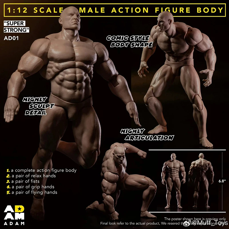 In Stock Adam 1/12 Hyper-Articulated Action Figure Super Strong Comic Style Body Shape Ad01 Collectible Figure Model Toy Gift