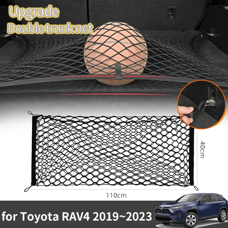 

For Toyota RAV4 RAV 4 2023 Accessorie XA50 50 2022 2021 2020 2019 Car Boot Trunk Net Elastic Double Layer Storage Organizer Part