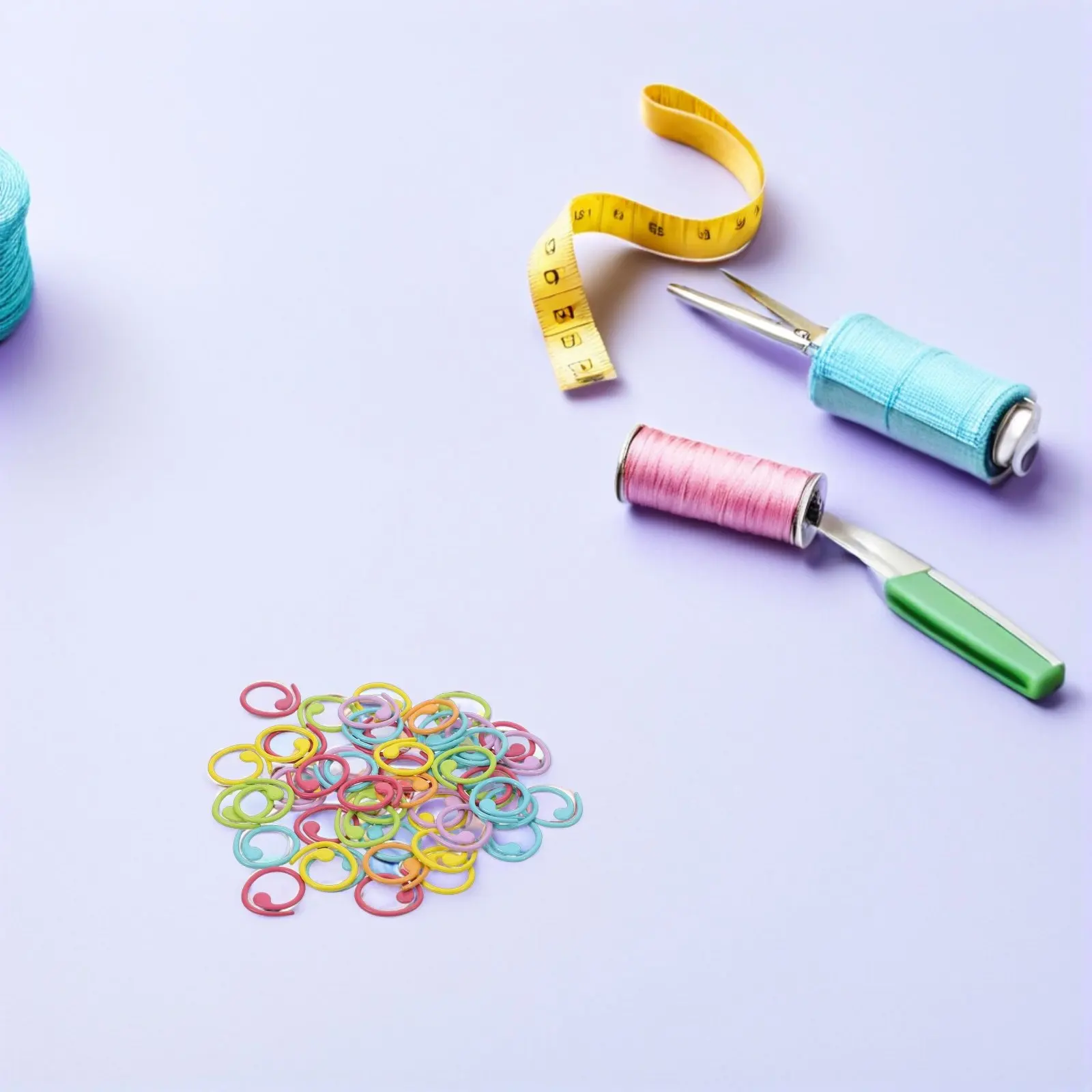 50Pcs Spiral Metal Stitch Markers Lightweight No Snag Crochet Circular Knitting Markers Removable Split Ring Colorful Craft Tool
