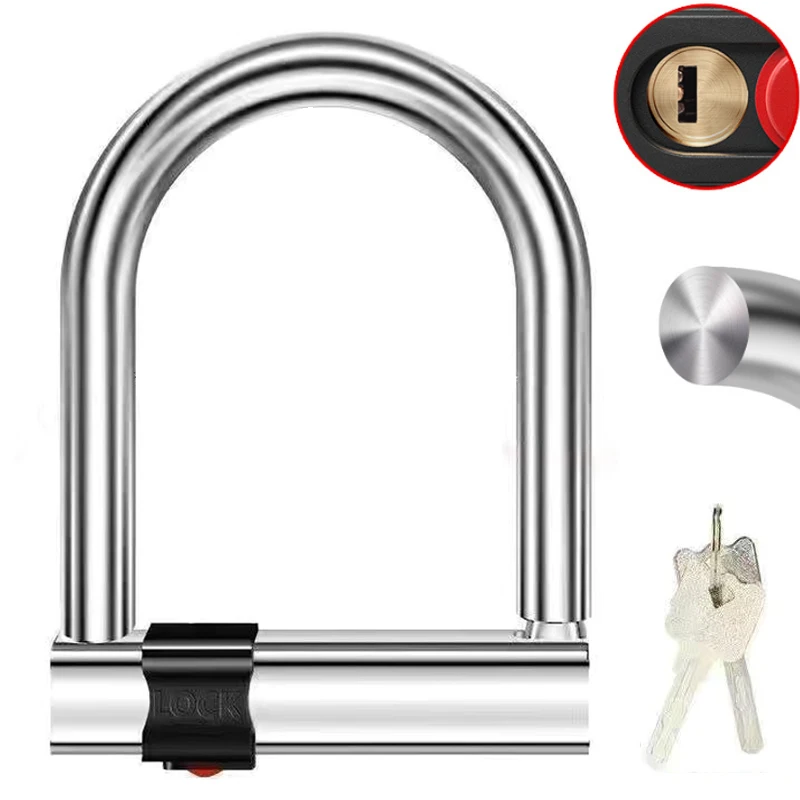 

2022 New Design U Keys Strong Convenient Bike Multiple Uses Bicycle U Lock with 2pcs Keys Dormitory Gym Entrance Anti-theft Lock