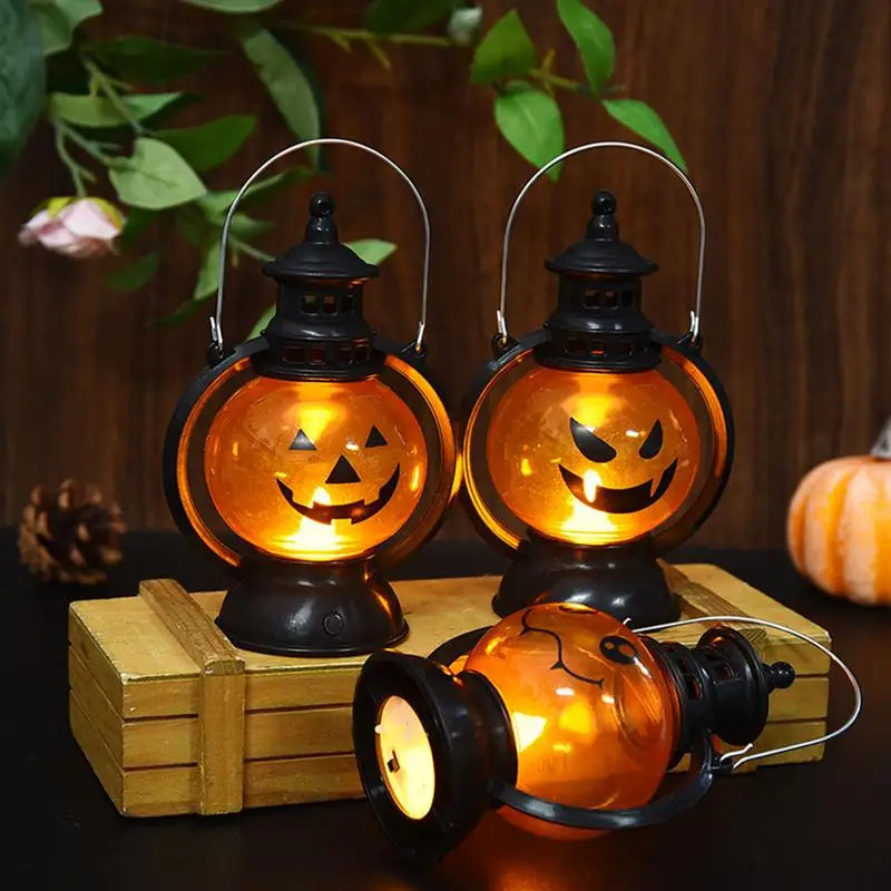 Przenośna lampa dyniowa Przenośna lampa dyniowa Jack-O'-Lanterns Kreatywna mała lampa naftowa Halloween Dekoracyjne przenośne światło kucyka