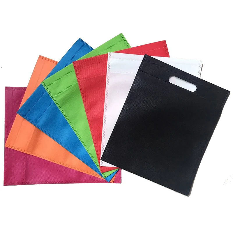 20 pieces Non-woven Fabric Handbag Colour Blank Strong Portable Transverse Vertical Version Clothing Shopping Bags Gift Packing