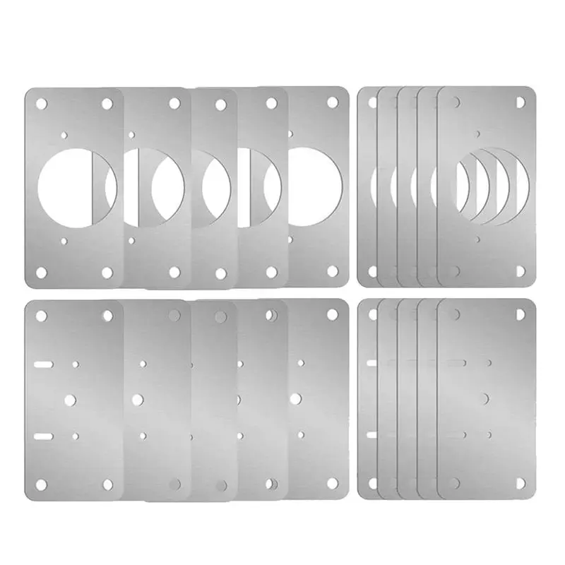 10Pair Hinge Repair Plate Cabinet Furniture Drawer Table Repair Mount Tool Hardware Stainless Steel Hinge Fixing Plate Durable-A