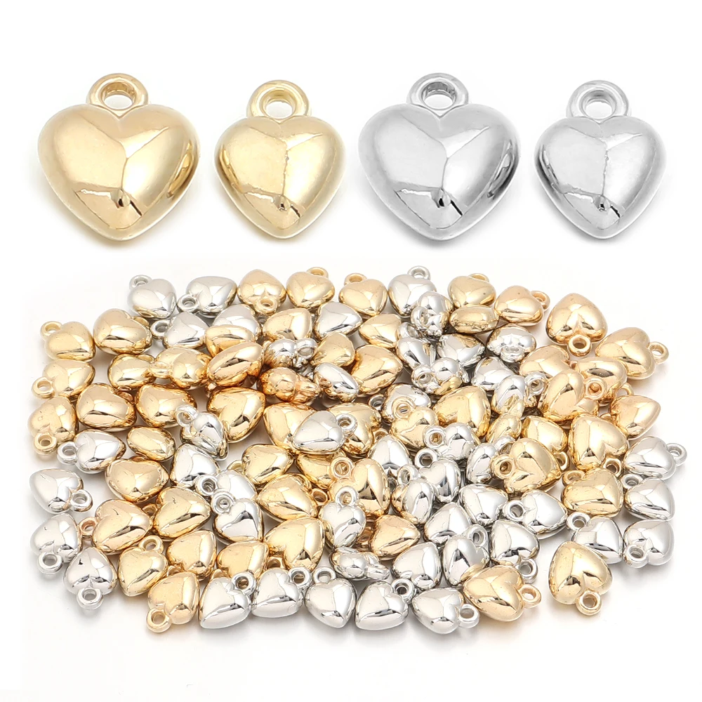 100 Stück Herz CCB Charms Kunststoff Charms Anhänger für Schmuckherstellung DIY Handwerk Armbänder Halskette Anhänger Ohrringe Zubehör