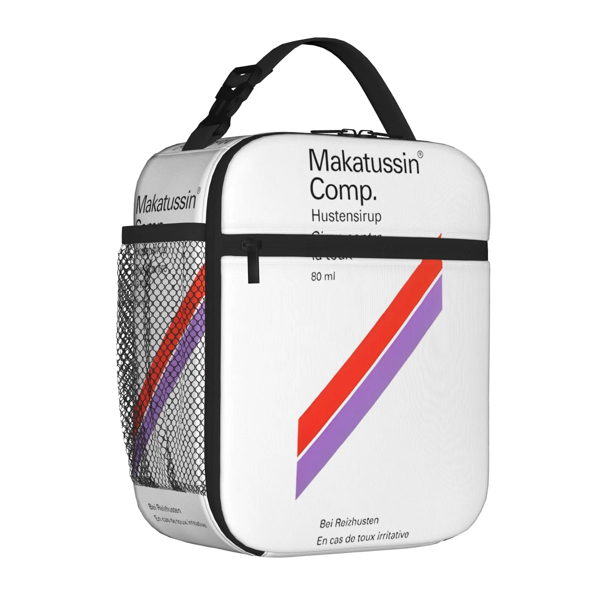 Insulated Lunch Tote Bag Makatussin Comp 80ml Label Fashion Funny Thermal Cooler Lunch Food Box Multifunction For Picnic
