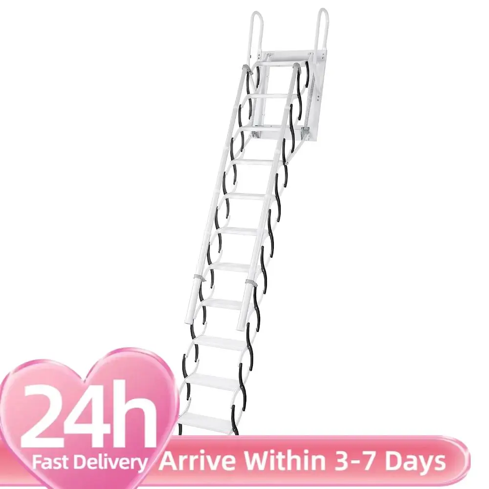 

9/11Steps Invisible Pull Down Stairs Wall-Mounted Attic Telescopic Staircase with 2 Handrails for Home Indoor Outdoor