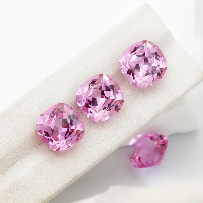 Pink Sapphire Cushion Shape Lab Grown Flame Melted Loose Gemstones Selectable AGL Certificate Used For Jewelry Making