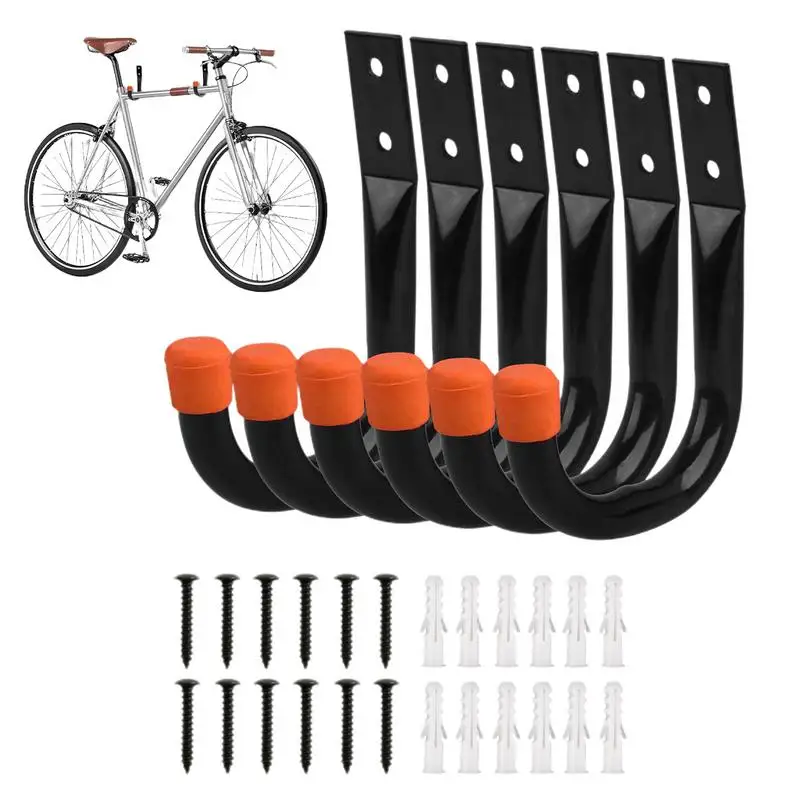 Garage Storage Utility Hooks 6PCS/Set Heavy Duty J Hooks Utility Hooks For Garage Storage Bicycle Hooks Utility Hooks for Bike